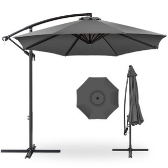Best Choice Products 10ft Offset Hanging Outdoor Market Patio Umbrella w/ Easy Tilt Adjustment - Platinum