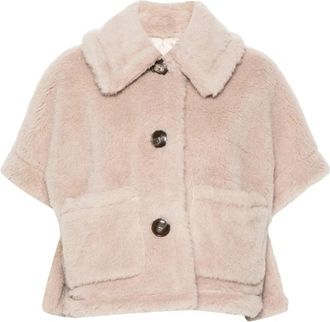 Max Mara Newterzo 1 Teddy Cape - Dames - Jassen - Beige - S/M - Wol - Jassen