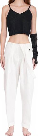 Isabel Benenato High-Rise Suspender Pants In White