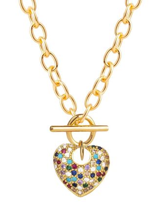 Liv Oliver 18K Plated Cz Puffed Heart Charm Necklace
