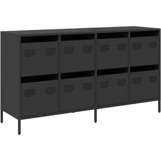 vidaXL Aparador De Acero Laminado En Fr&iacute;o Negro 135x39x73,5 Cm Vidaxl