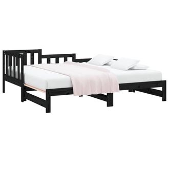 Berkfield Home Pull-out Day Bed Black 2x(90x190) cm Solid Wood Pine