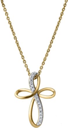 LuvMyJewelry Ardent 10K Gold Diamond Cross Pendant - 0.10 CT