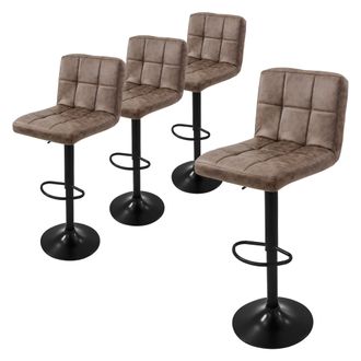 ML Design Ml-design - Juego De 4x Taburetes De Bar Tapizados En Piel Sint&eacute;tica Pu Marr&oacute;n Sillas Con Respaldo Ergon&oacute;mico Y Reposapi&eacute;s Asiento C&oacute;modo De Mostrador