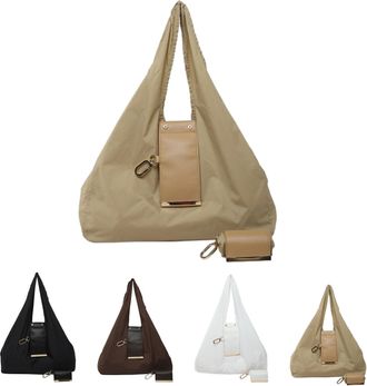 Generic Keychain Tote Bag, Foldable Tote Bag, Expandable Leather Mini Bags with Key Ring, Compact Foldable Shopping Totes, Portable Reusable Handbag for Trave