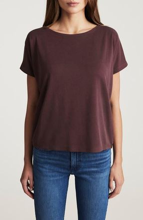 Mavi Luxe Touch Boat Neck T-Shirt in Decadent Chocolate at Nordstrom, Size Large