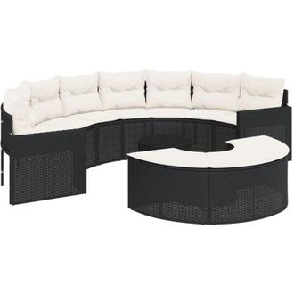 vidaXL Vidaxl - Set Divani da Giardino Semicircolare 3 pz in Polyrattan Nero