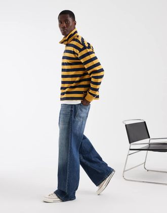 Levi's Cameron - Felpa con zip corta gialla e nera a righe-Giallo