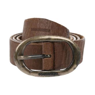 Dsquared2 Belts, male, Brown, Size: 90 CM Craquele Leather Logo Buckle Belt