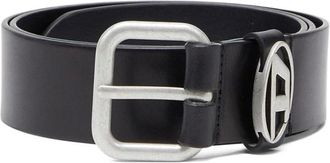 Diesel Cintura Oval-D in pelle con logo - Heren - Riemen - Zwart - 85 CM - Leer - Accessoires