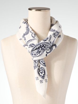 Talbots The Beautiful Bandana Charming Scarf - Ivory - 001 Talbots