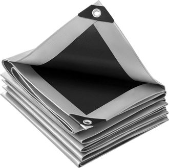 Woltu Lona Impermeable De Pe 280 G/m2 Lonas Para Piscinas Con Ojales De Aluminio Lona De Protecci&oacute;n Para Muebles Jard&iacute;n Piscina Y Coche Gris+negro 2x3m - Wo