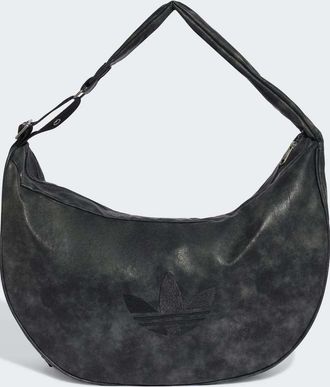 adidas Originals Borsa a mezzaluna nera con borchie in poliuretano-Nero