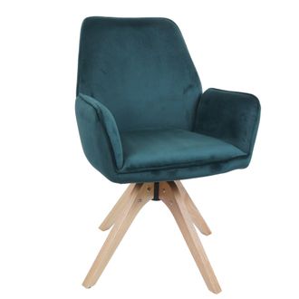 Hhg Silla De Comedor Hhg-384, Silla De Mesa De Comedor, Silla De Cocina, Silla Con Reposabrazos, Giratoria, Madera, Terciopelo 320 G/m&sup2;, Mvg, Verde