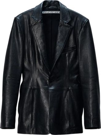 Alexander Wang Tailored Leren Blazer - Dames - Blazers - Zwart - S - Katoen - Jassen