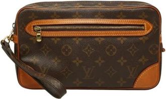 Louis Vuitton Vintage, unisex, Bruin, ONE Size, Leer, Pre-owned Monogram Clutch Bag