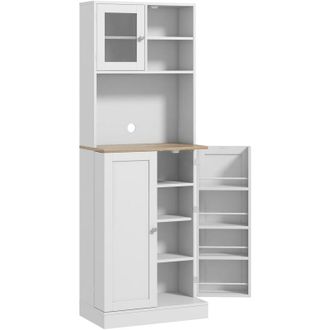 HOMCOM Mobile Buffet da Cucina Porta Microonde con Ripiani e Portaspezie Bianco - Homcom
