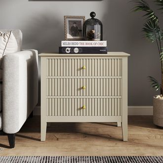 Melody Maison Large 3 Drawer Bedside Table - Hales Taupe Range in Beige