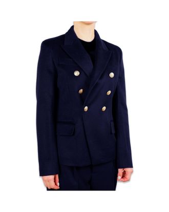 Made in Italy Double-Breasted Wool Jacket with Gold Button Fastening