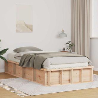 vidaXL Estructura De Cama Marr&oacute;n 90 X 200 Cm Madera Maciza De Pino Vidaxl
