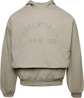 Fear of God layered logo-print fleece hoodie - men - Polyester/Cotton - S - Neutrals