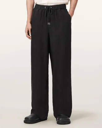 AllSaints Linen Sharp Straight Leg Linen Trousers, Size: XXL