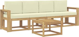 vidaXL Conjunto De Sof&aacute;s De Exterior 5 Uds. Blanco Y Crema Vidaxl