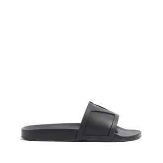 Valentino Garavani Sliders, male, Black, Size: 7 US Black VLogo Signature Flat Sandals