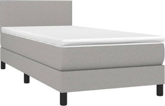 vidaXL Vidaxl - Cama Box Spring Con Colch&oacute;n Tela Y Led Gris Claro 90x190 Cm
