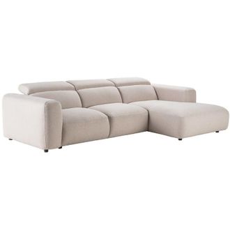 Vente-Unique Divano angolare destro in tessuto m&eacute;lange beige NELORIM