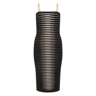 Elisabetta Franchi Midi Dresses, female, Black, Size: XS Knit Dress with Jacquard Zebra