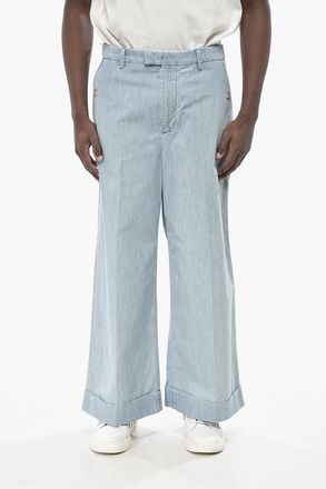 Valentino Pantaloni a Gamba Larga in Effetto Denim con Dettagli Effetto Dorato Valentino