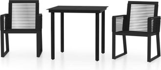 vidaXL 3 Piece Garden Dining Set Black Vidaxl