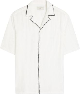 Officine G&eacute;n&eacute;rale Eren Seersucker Embroidered Trims Shirt - White - XL