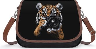 Generic Tiger Taking Photo Small Womens Crossbody Bags Shoulder Handbag with Adjustable Strap for Travel