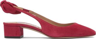 Aquazzura Rode hakken met strikdetail - Dames - Pumps - Rood - 39 1/2 EU - Leer - Schoenen