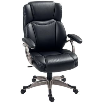 HOMCOM Tilting Executive Office Chair - PU Leather Desk Chair - Brown | TJ Hughes