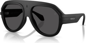 Moncler Mat Zwart/Grijs Zonnebril - unisex - Zonnebrillen - Zwart - 58 MM - Accessoires
