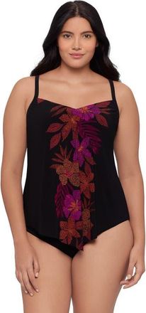 Trimshaper Hank Handkerchief Plus Size Tankini Swimsuit Top in Dappled Jungle at Nordstrom, Size 18