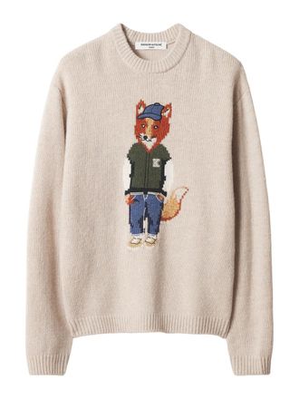 Maison Kitsun&eacute; Dressed Fox Intarsia Wool Jumper Mrmkj02kt1241