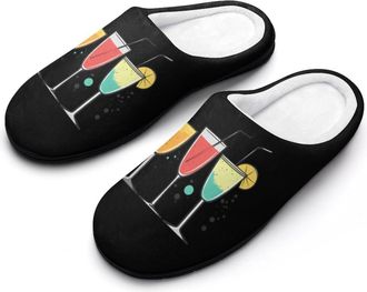 Generic Three Martini Cocktail Mens Slippers Comfortable And Non-slip Cotton Slipper Shoe for House