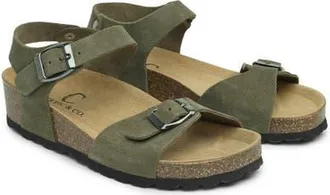 Celtic & Co. Low Wedge Dbl Buckle Sandal in Olive at Nordstrom, Size 11