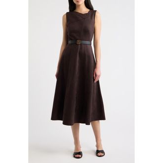 Anne Klein Folded Drape Neck Midi Dress in Deep Mahogany at Nordstrom, Size 10