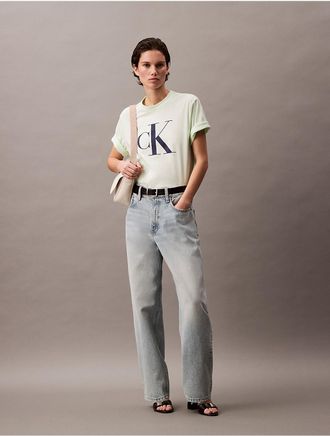 Calvin Klein Jeans Calvin Klein Womens Monogram Logo Boxy T-Shirt - Green - XS