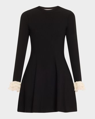Valentino Garavani Long-Sleeve Ruffle-Cuff Mini Dress