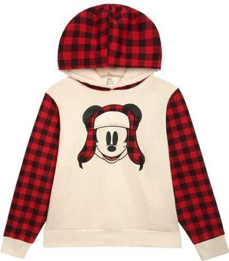 Disney Mickey Mouse Holiday Fleece Hooded Pullover in Red Plaid Mickey at Nordstrom, Size Xx-Large