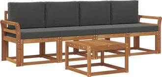 vidaXL Conjunto De Sof&aacute;s De Exterior 5 Uds. Natural Y Antracita Vidaxl