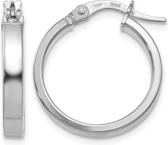 Diamond2Deal 14K White Gold Polished Round Shape Hoop Earrings