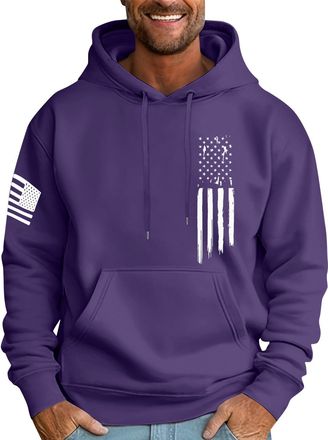 Generic Mens Oversized Hoodie Cool Fall Winter Hoodies for Men Flag Graphic Pullover Hoodie with Pocket Stylish Sweatshirts
