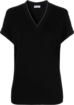 Brunello Cucinelli Black V-neck Top